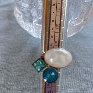 925 adjustable moonstone and blue topaz ring